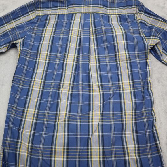 Real Tree Shirt Mens Small Blue Plaid Black Pearl Snap Button Up Dress Western - Picture 14 of 16